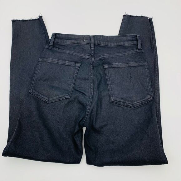 Free People We The Free Coated High Rise Jeans Womens 27 Black Skinny Raw Hem - Picture 5 of 8